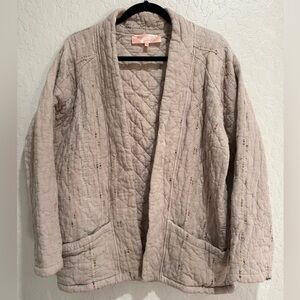 EUC Scandal Italy Quilted Taupe Boho Jacket 100% Cotton Made in Italy